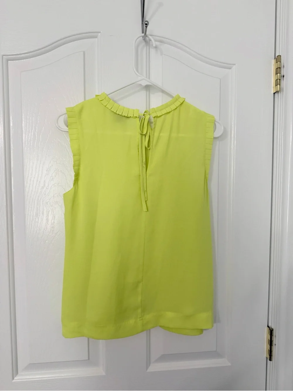 Jcrew Sleeveless Pleated Neck Blouse - Neon Yellow
